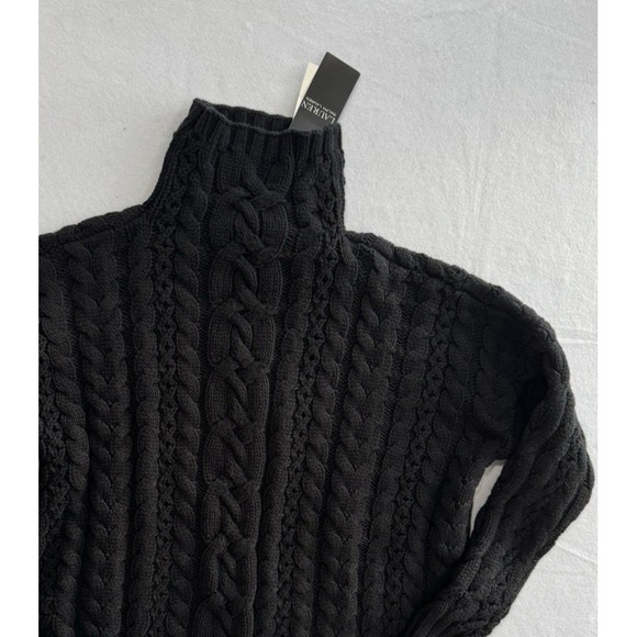 Lauren Ralph Lauren Womens Cable Knit Turtle Neck Sweater Black Size XS NEW - Picture 4 of 4